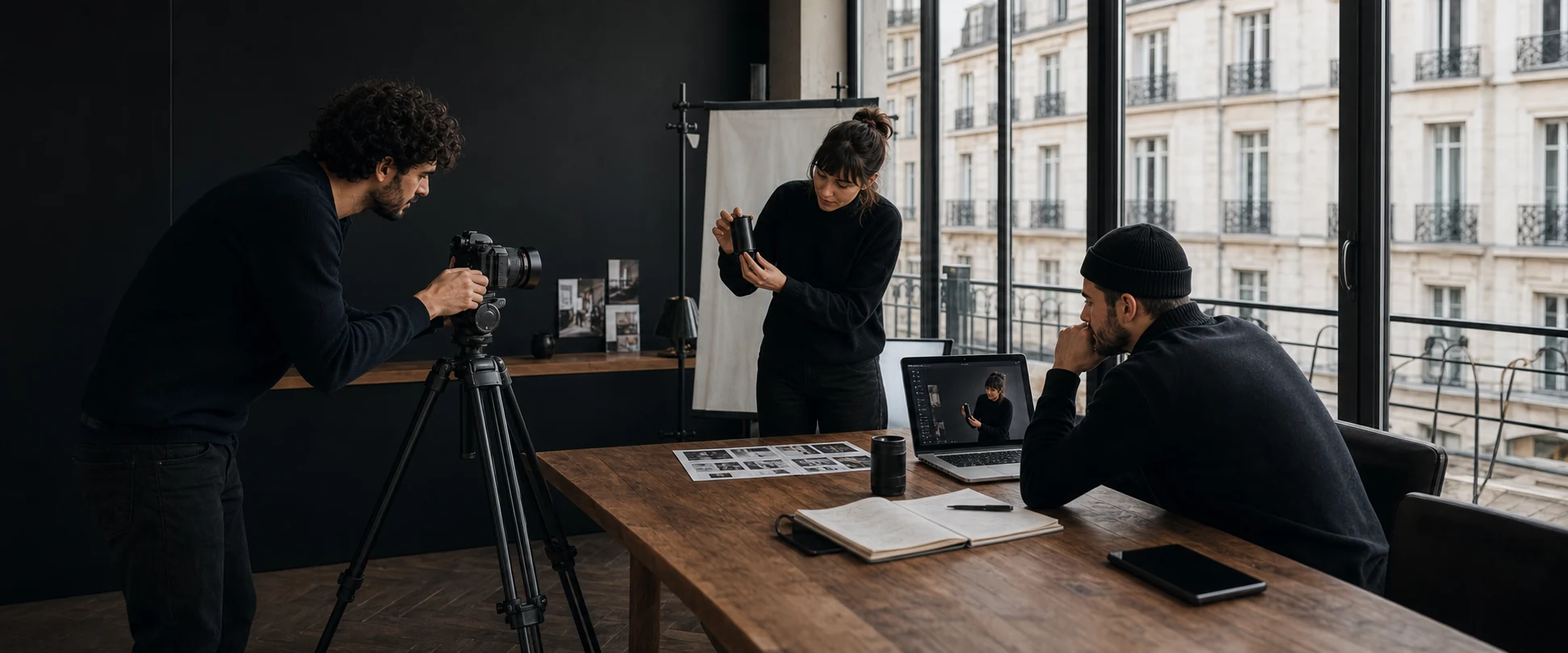 Équipe IHT Consulting pendant la production d’une vidéo verticale