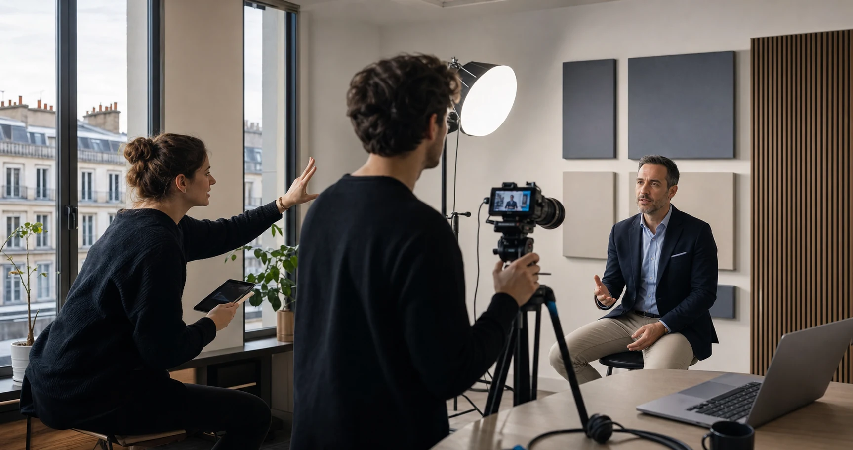 Production d’une vidéo business dans un studio parisien