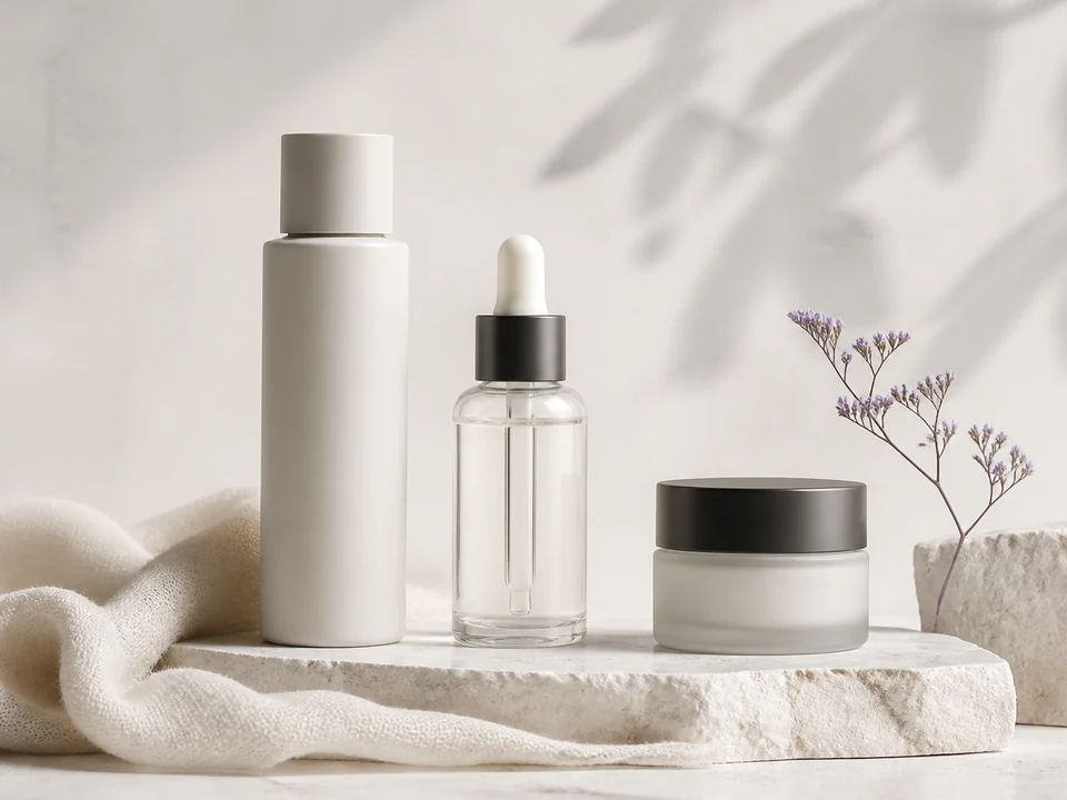 Produits cosmétiques présentés pour une boutique en ligne haut de gamme